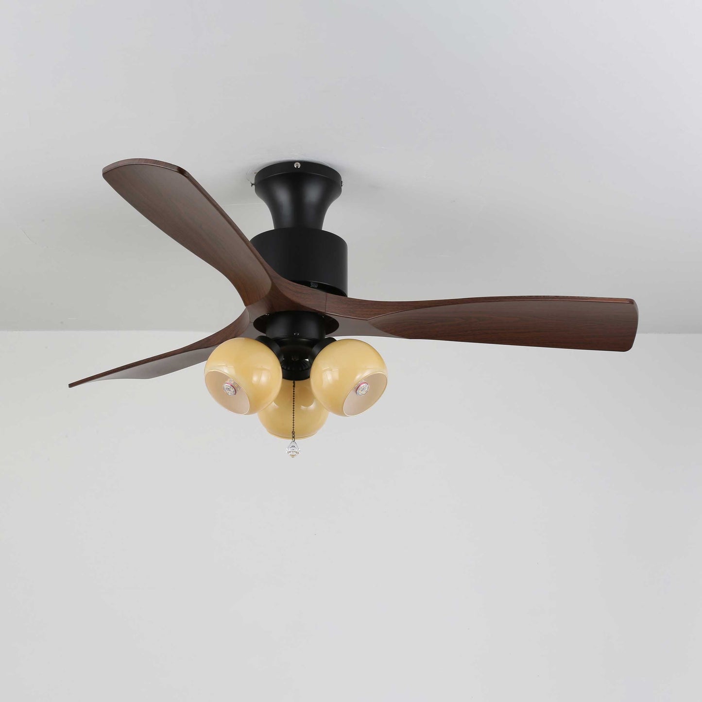 Vintage Plafondventilator met Verlichting — Glazen Lampenkap & Afstandsbediening