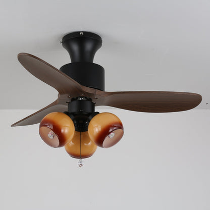 Vintage Plafondventilator met Verlichting — Glazen Lampenkap & Afstandsbediening