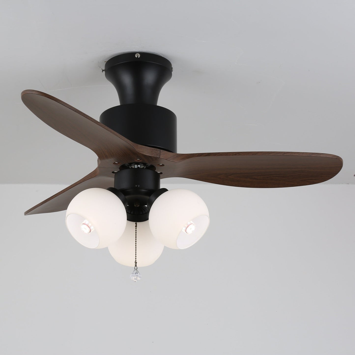 Vintage Plafondventilator met Verlichting — Glazen Lampenkap & Afstandsbediening