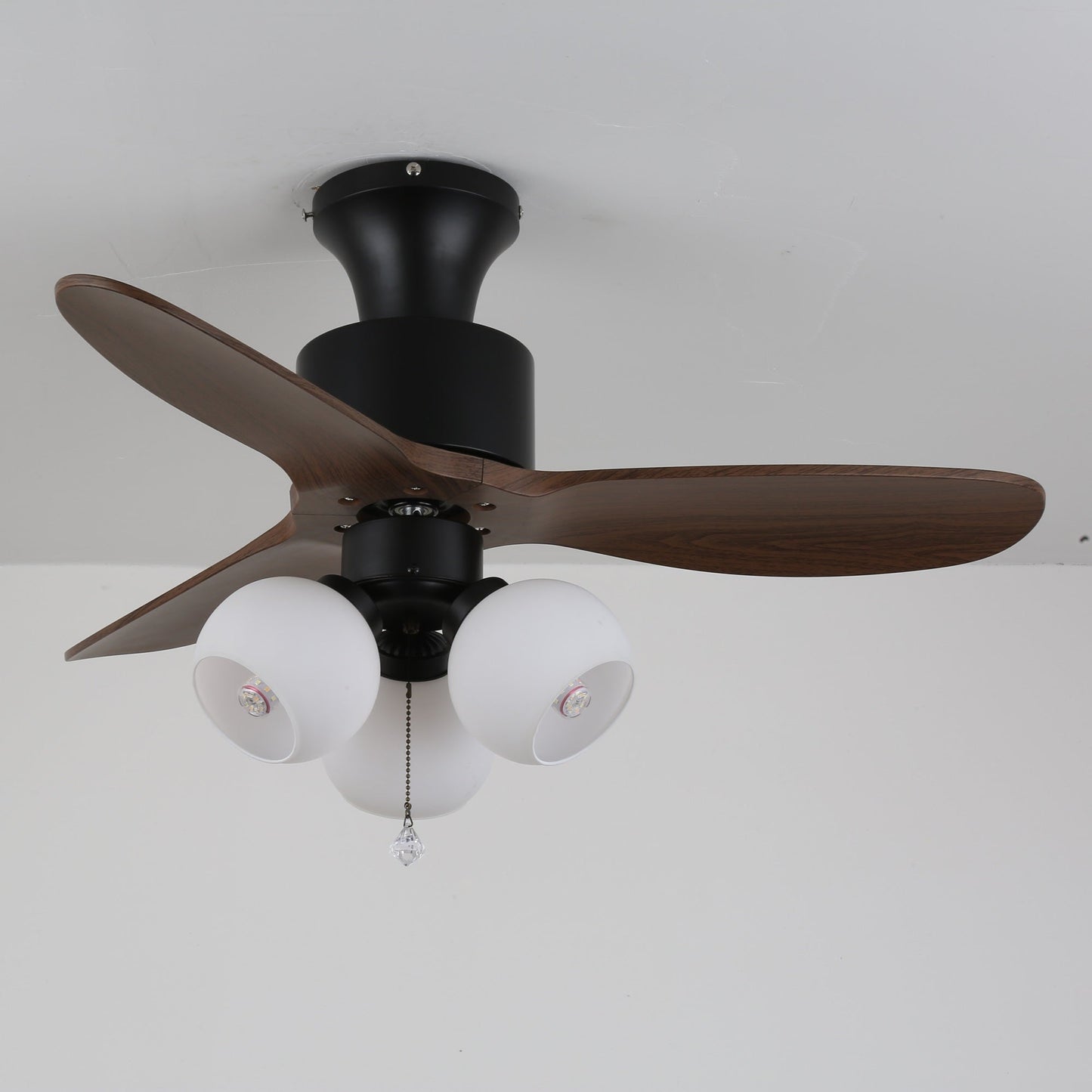 Vintage Plafondventilator met Verlichting — Glazen Lampenkap & Afstandsbediening