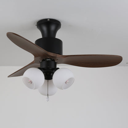 Vintage Plafondventilator met Verlichting — Glazen Lampenkap & Afstandsbediening