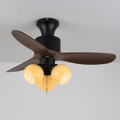 Vintage Plafondventilator met Verlichting — Glazen Lampenkap & Afstandsbediening