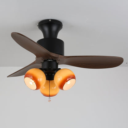 Vintage Plafondventilator met Verlichting — Glazen Lampenkap & Afstandsbediening