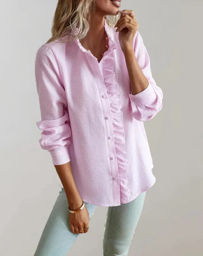 Dames Blouse met Ruches en Lange Mouw