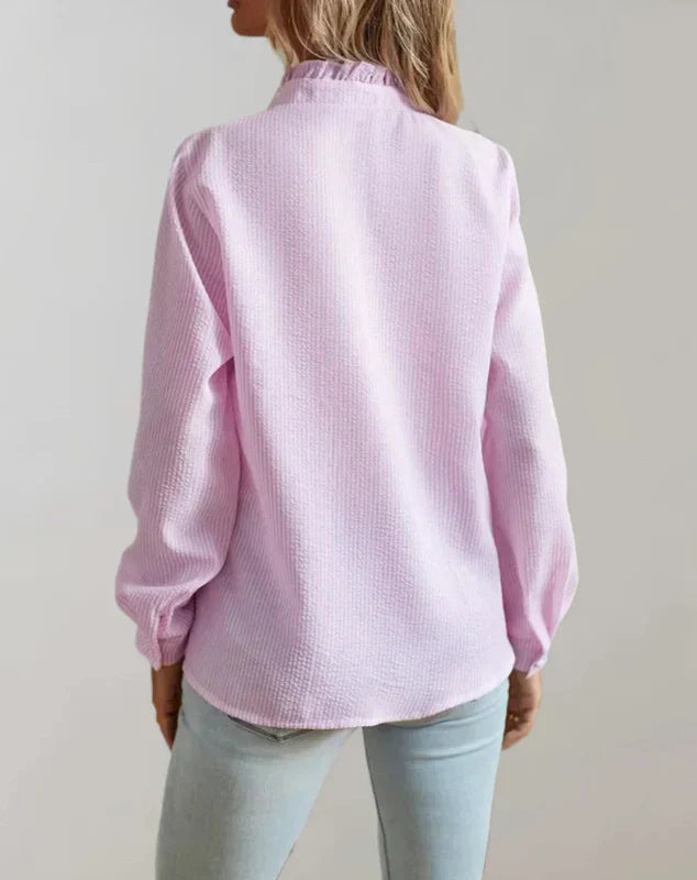Dames Blouse met Ruches en Lange Mouw