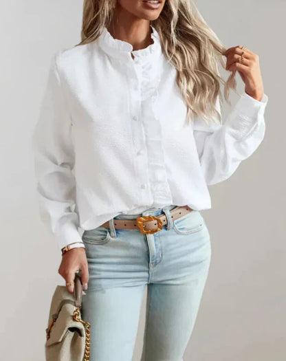 Dames Blouse met Ruches en Lange Mouw