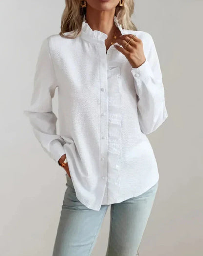 Dames Blouse met Ruches en Lange Mouw