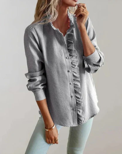Dames Blouse Met Rimpels Regular Fit