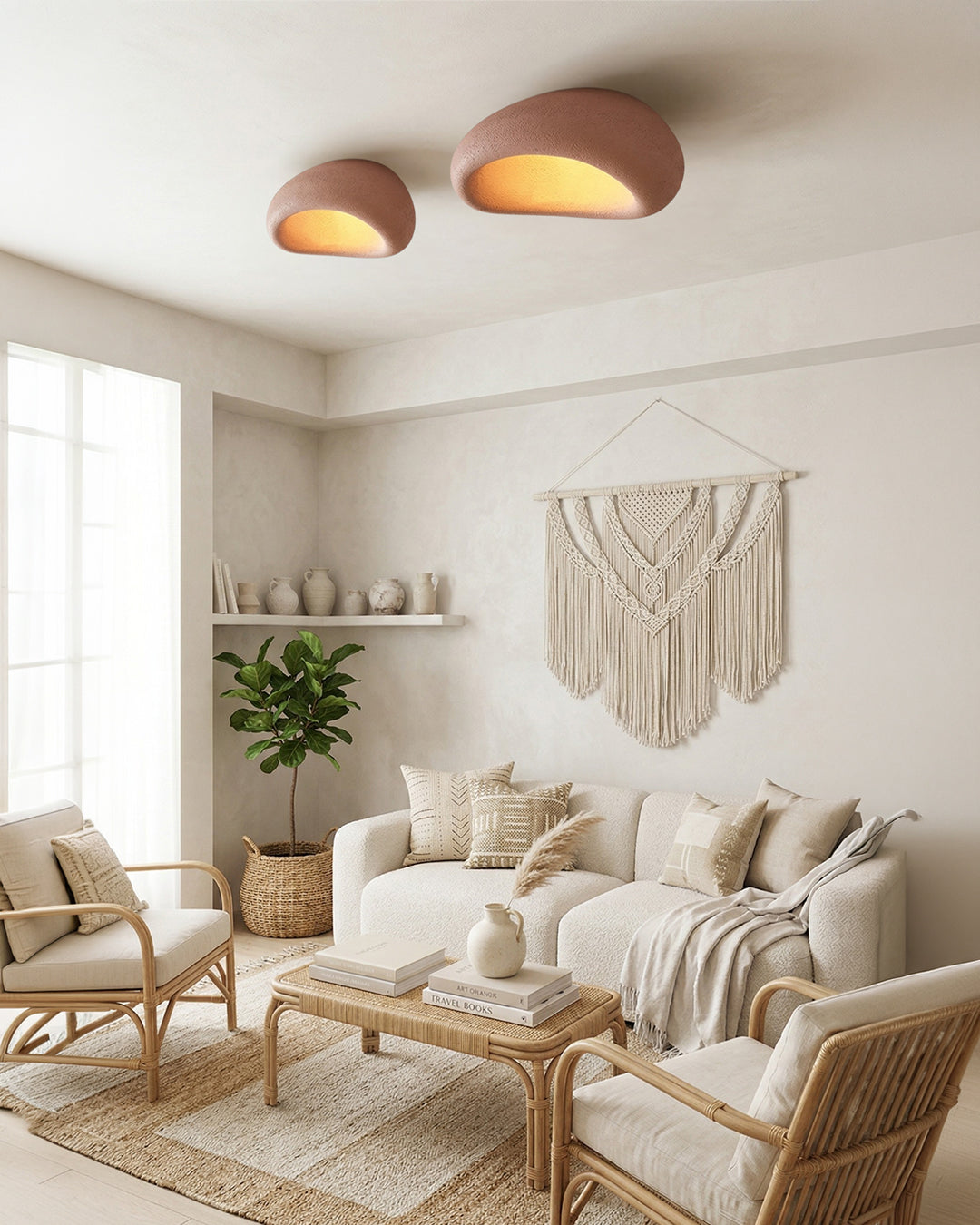 Plafondlamp Wabi Sabi Geïnspireerd – Metalen Lamp met Warme Verlichting – Voor Woonkamer Slaapkamer Eetkamer