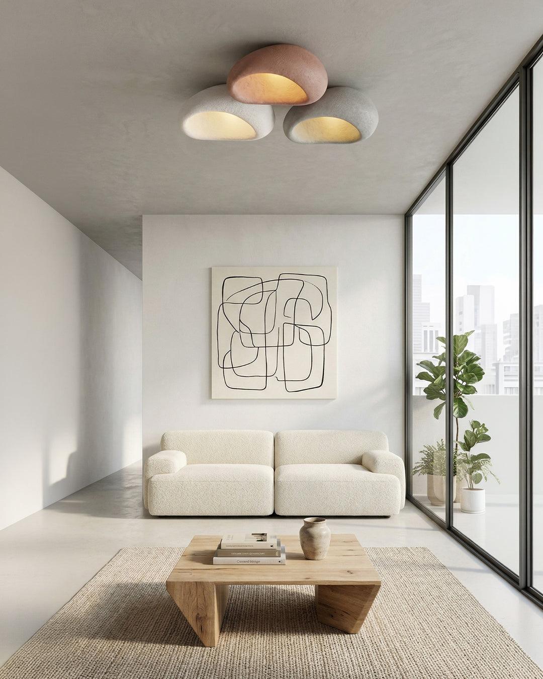 Plafondlamp Wabi Sabi Geïnspireerd – Metalen Lamp met Warme Verlichting – Voor Woonkamer Slaapkamer Eetkamer