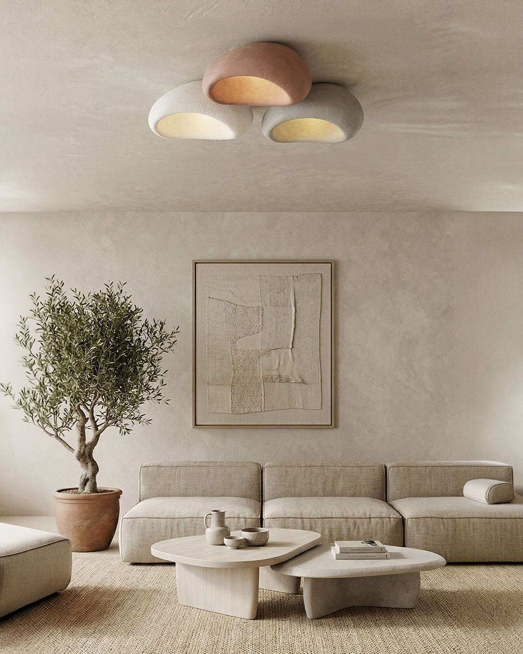Plafondlamp Wabi Sabi Geïnspireerd – Metalen Lamp met Warme Verlichting – Voor Woonkamer Slaapkamer Eetkamer