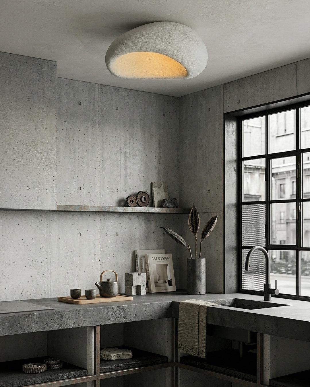 Plafondlamp Wabi Sabi Geïnspireerd – Metalen Lamp met Warme Verlichting – Voor Woonkamer Slaapkamer Eetkamer