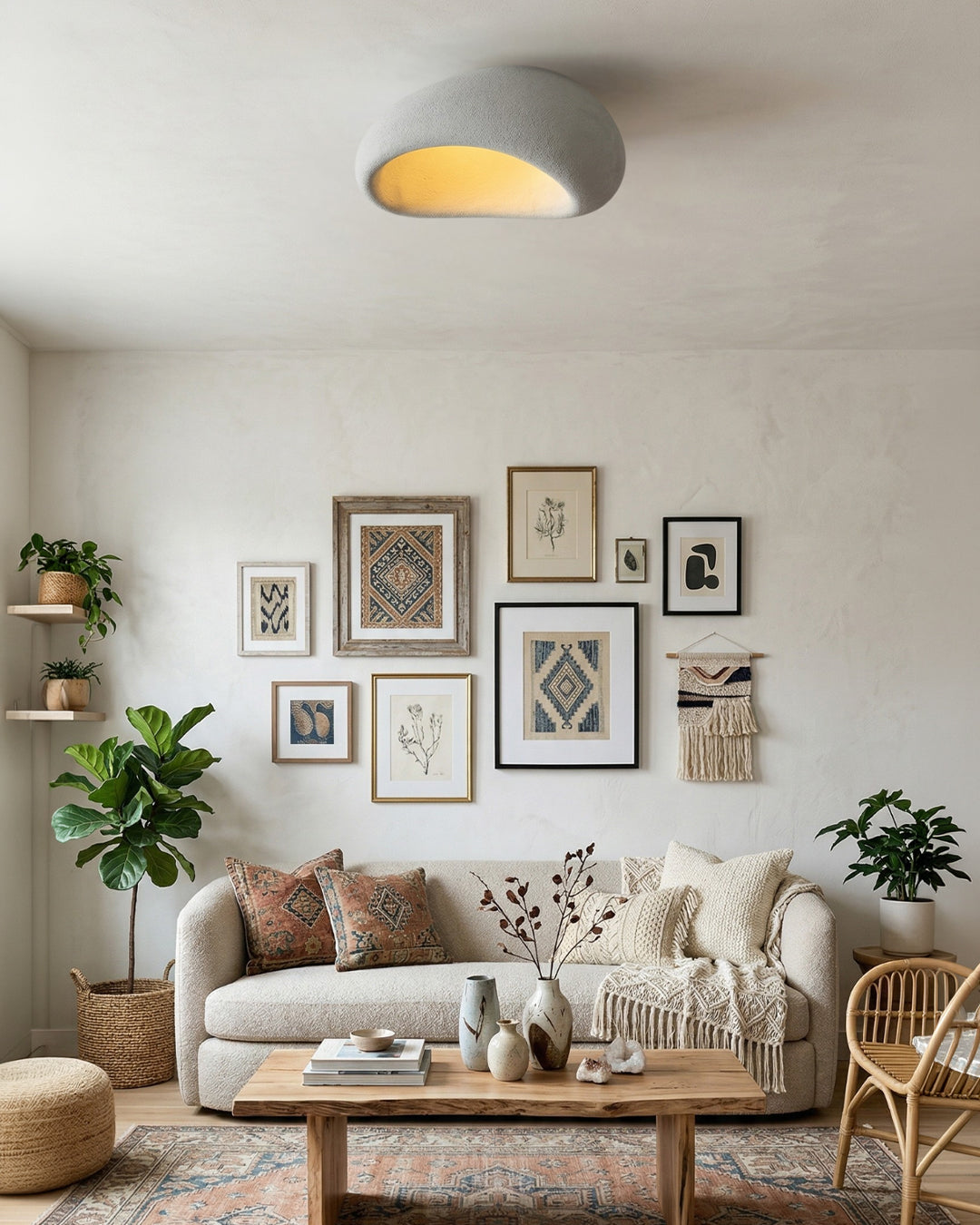 Plafondlamp Wabi Sabi Geïnspireerd – Metalen Lamp met Warme Verlichting – Voor Woonkamer Slaapkamer Eetkamer