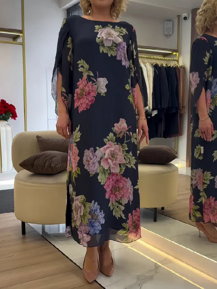 Luna | Elegante Bloemenprint Lange Jurk Dames van Chiffon 1