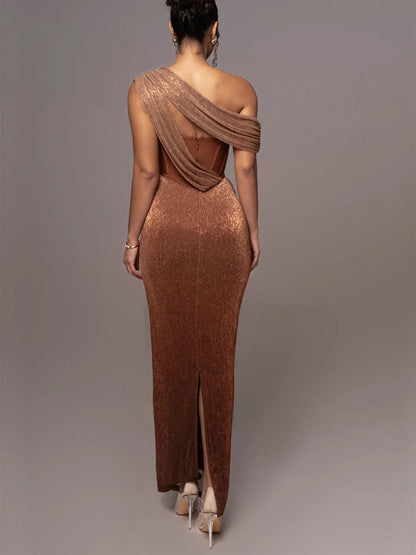 Elegante Avondjurk met Patchwork Details