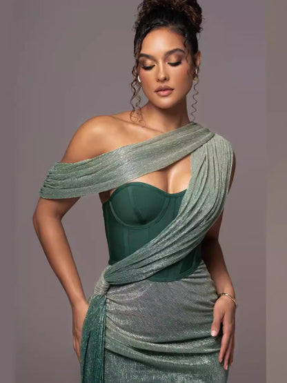Elegante Avondjurk met Patchwork Details