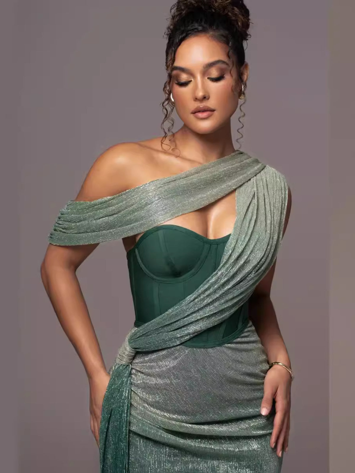 Elegante Avondjurk Lange Jurk met Patchwork Details