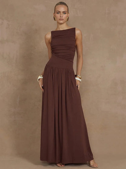 Elisa | Elegante Maxi Jurk met Ruches Boerderij - StudioMarella