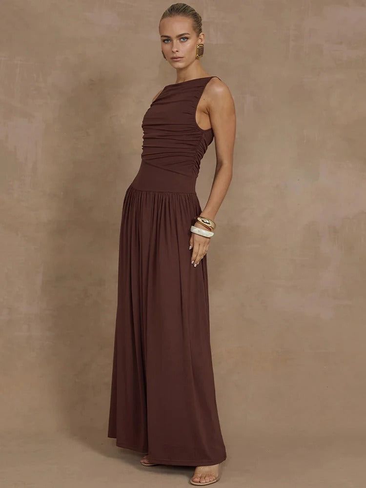 Elegante Maxi Jurk met Ruche Details