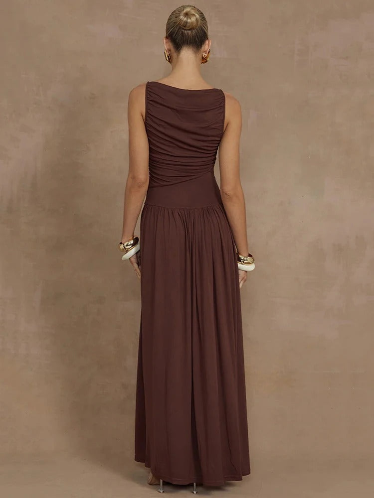 Elisa | Elegante Maxi Jurk met Ruches Boerderij