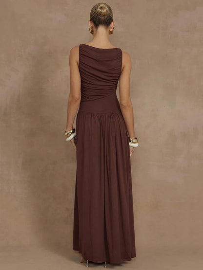 Elegante Maxi Jurk met Ruche Details