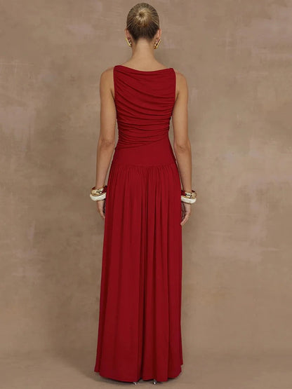 Elisa | Elegante Maxi Jurk met Ruches Boerderij