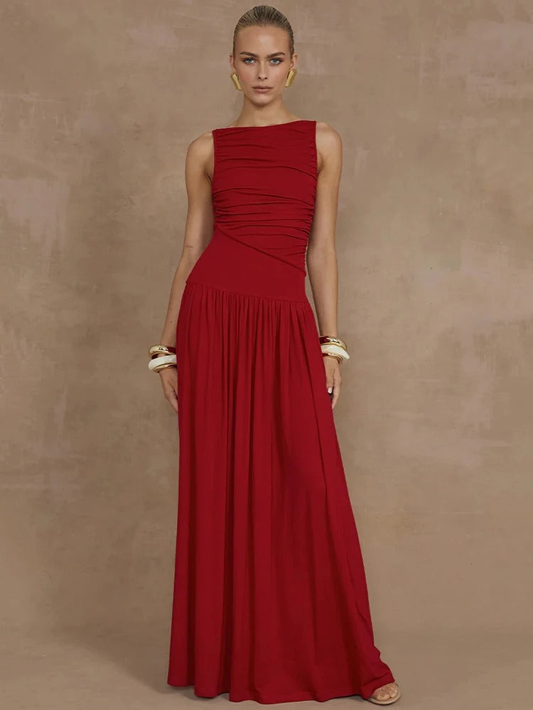 Elisa | Elegante Maxi Jurk met Ruches Boerderij