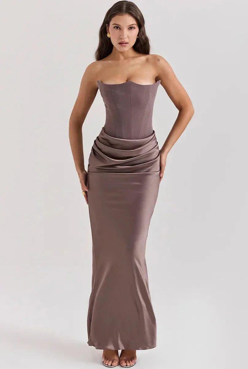 Elegante Maxi Jurk voor Vrouw in Satijn