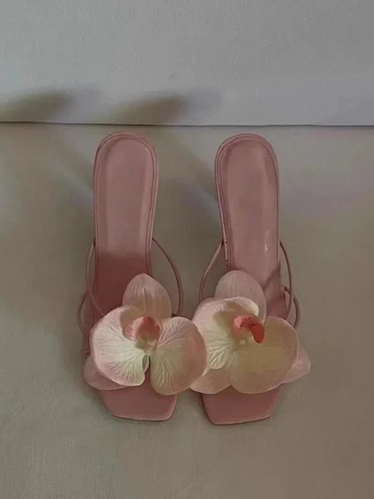 Elegante Hak schoenen met Bloem Motief en Comfortabele Zool - StudioMarella