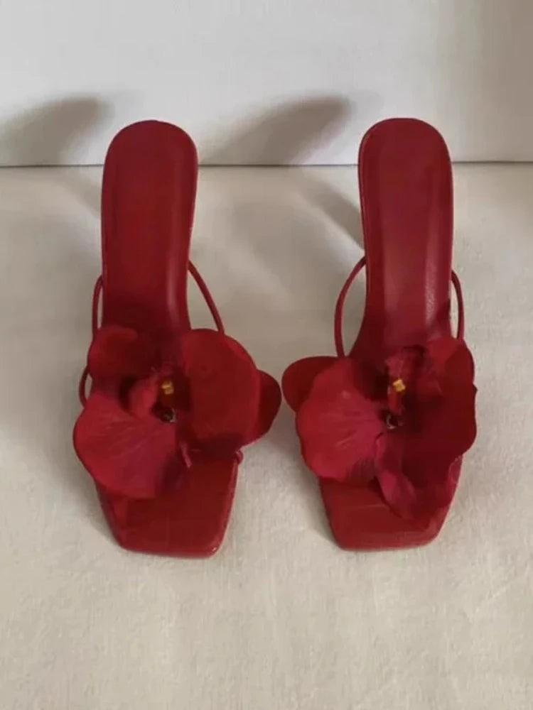 Elegante Hak schoenen met Bloem Motief en Comfortabele Zool
