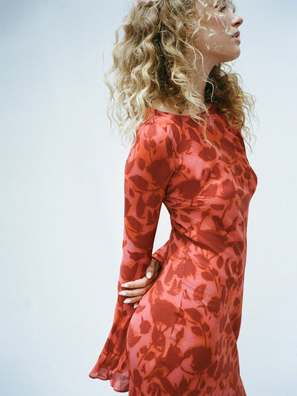 Elegante Maxi Jurk van Luxe Stof met Lange Mouwen