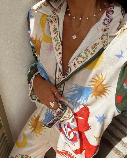 Vrouwelijke Jurk Set 2-Delig Casual Print