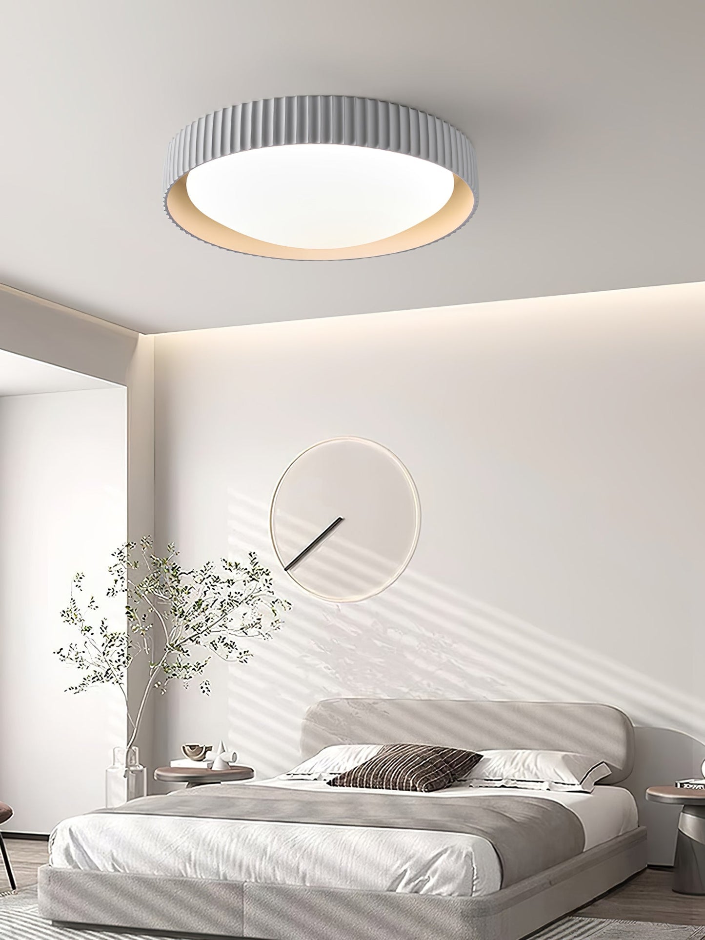 Moderne Plafondlamp Ribbed – Acryl Kap met Harsframe – Warm/Neutraal/Koel Licht – Ø46cm – Oranje, Grijs of Blauw