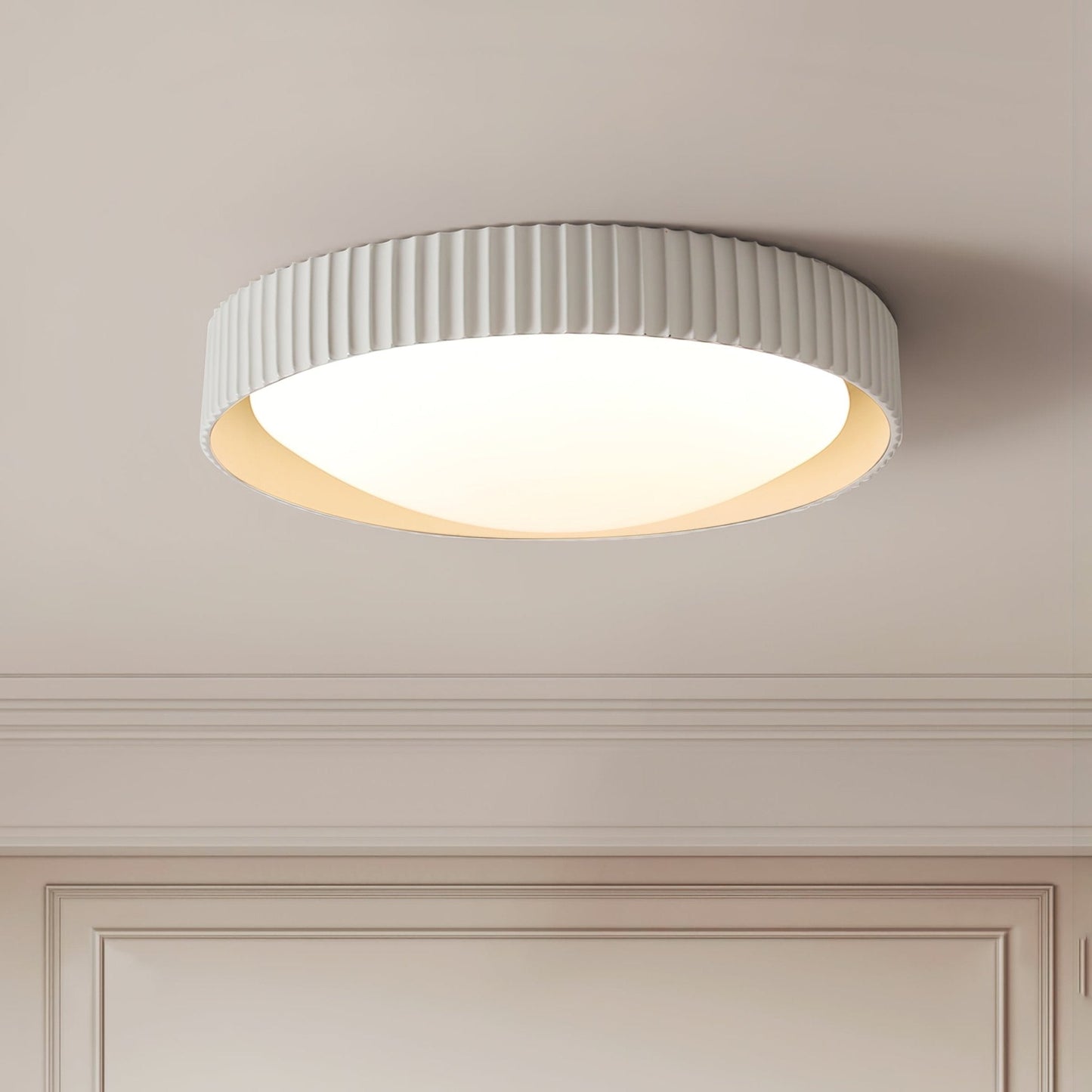 Moderne Plafondlamp Ribbed – Acryl Kap met Harsframe – Warm/Neutraal/Koel Licht – Ø46cm – Oranje, Grijs of Blauw