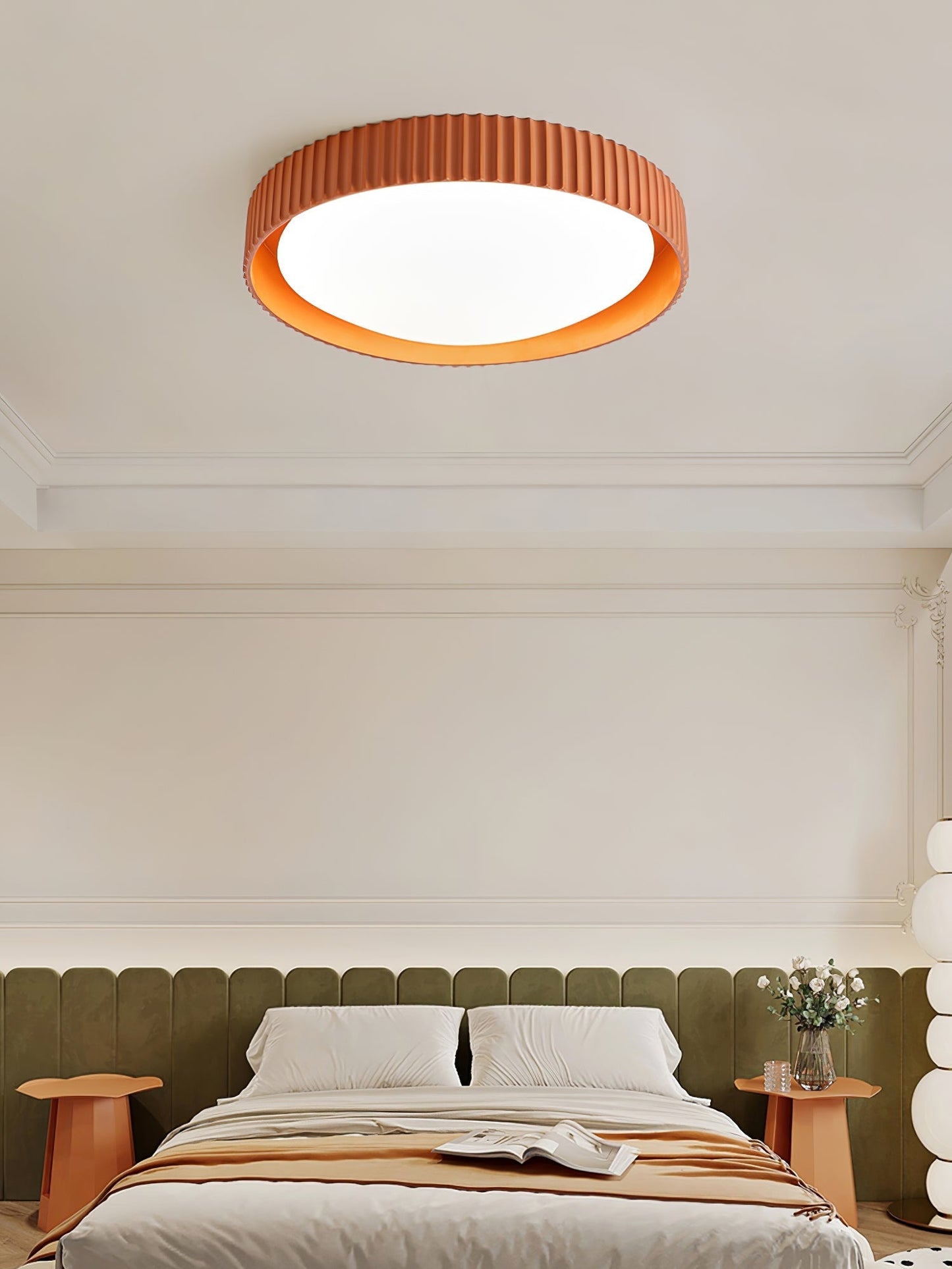 Moderne Plafondlamp Ribbed – Acryl Kap met Harsframe – Warm/Neutraal/Koel Licht – Ø46cm – Oranje, Grijs of Blauw