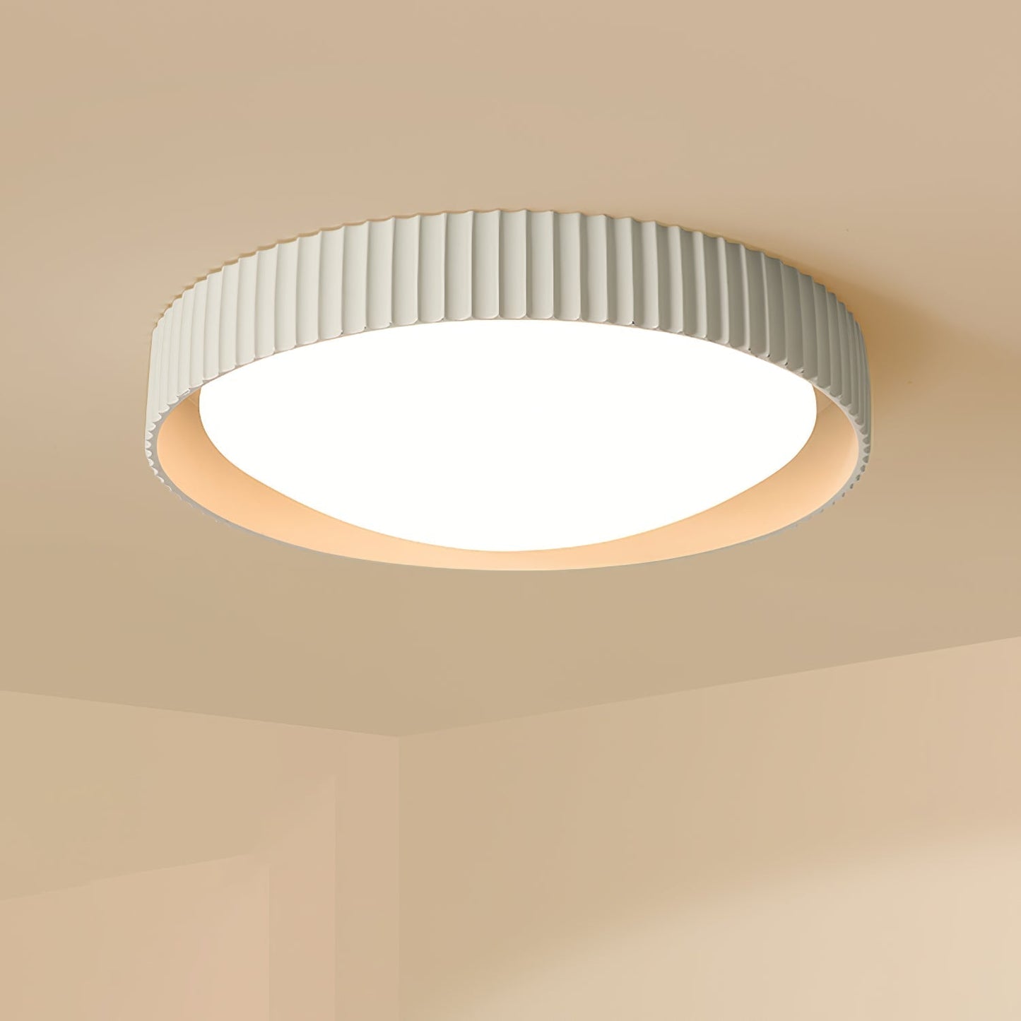 Moderne Plafondlamp Ribbed – Acryl Kap met Harsframe – Warm/Neutraal/Koel Licht – Ø46cm – Oranje, Grijs of Blauw