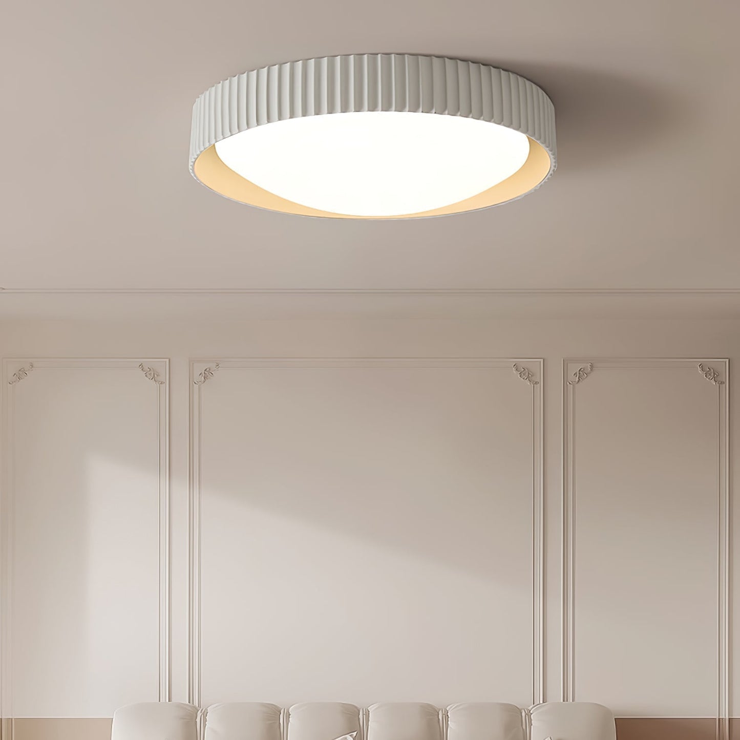 Moderne Plafondlamp Ribbed – Acryl Kap met Harsframe – Warm/Neutraal/Koel Licht – Ø46cm – Oranje, Grijs of Blauw