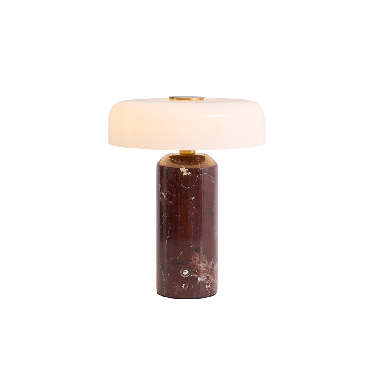 Marmeren Tafellamp met Oplaadbare Batterij – Opaline Glazen Bol & Espresso Marmeren Voet – Touch Dimbaar