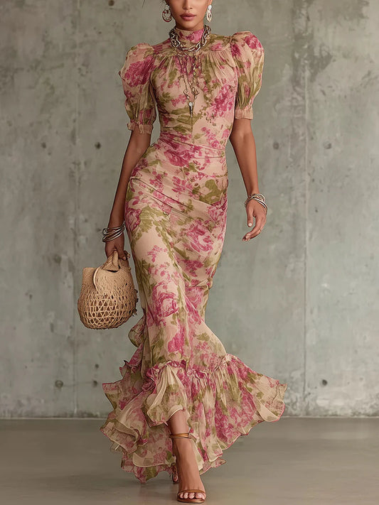 Maxi-jurk met Pofmouwen Elegante Vrouwelijke Zomerjurk - StudioMarella