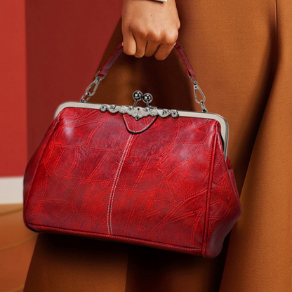 Vintage Handtas met Kliksluiting Retro Clutch Dames Avondtas Feesttas Schoudertas Elegant Design Bruin Zwart