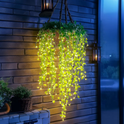 LED-Bloetenrank 3 meter Warmwit Tuin Sfeerlamp Decoratieve Kunstbloemen Groen Lichtsnoer Batterij & USB
