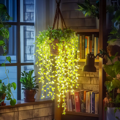 LED-Bloetenrank 3 meter Warmwit Tuin Sfeerlamp Decoratieve Kunstbloemen Groen Lichtsnoer Batterij & USB