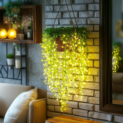 LED-Bloetenrank 3 meter Warmwit Tuin Sfeerlamp Decoratieve Kunstbloemen Groen Lichtsnoer Batterij & USB