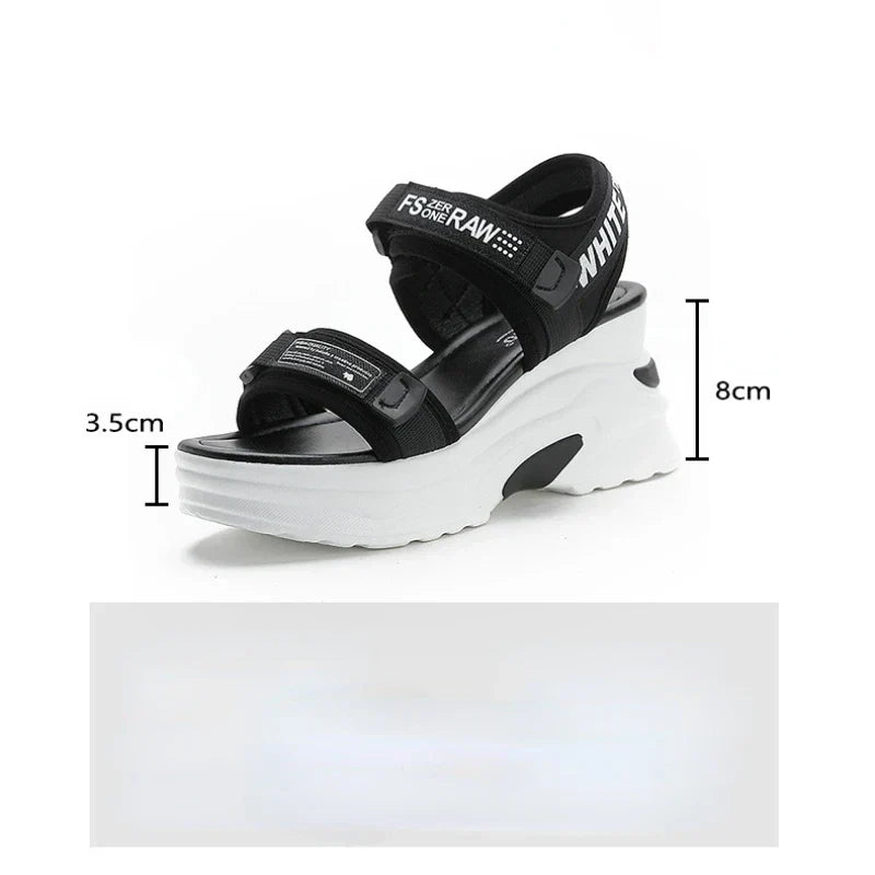 Vrouwen Zomersandalen met Sleehak Luxe Leer