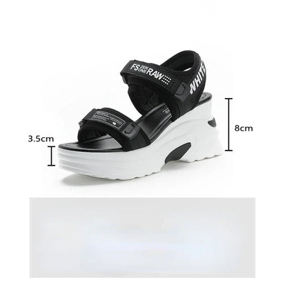 Vrouwen Zomersandalen met Sleehak Luxe Leer