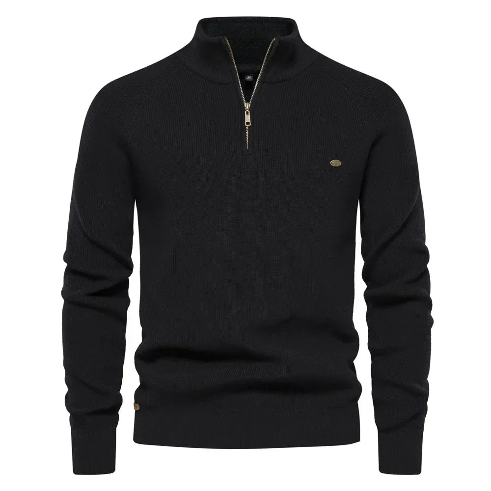 Luxe half zip trui met opstaande kraag