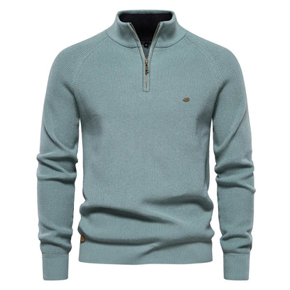Luxe half zip trui met opstaande kraag