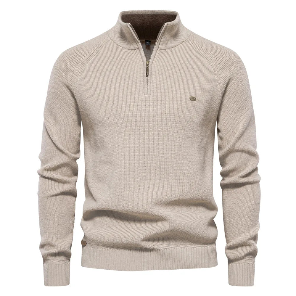 Luxe half zip trui met opstaande kraag