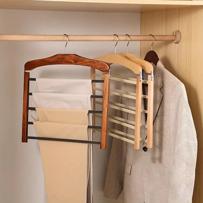 Houten Kledinghangers Walnoot & Natuurlijk Hout – Klassieke Garderobehanger met Metalen Haak – 38x38x12cm