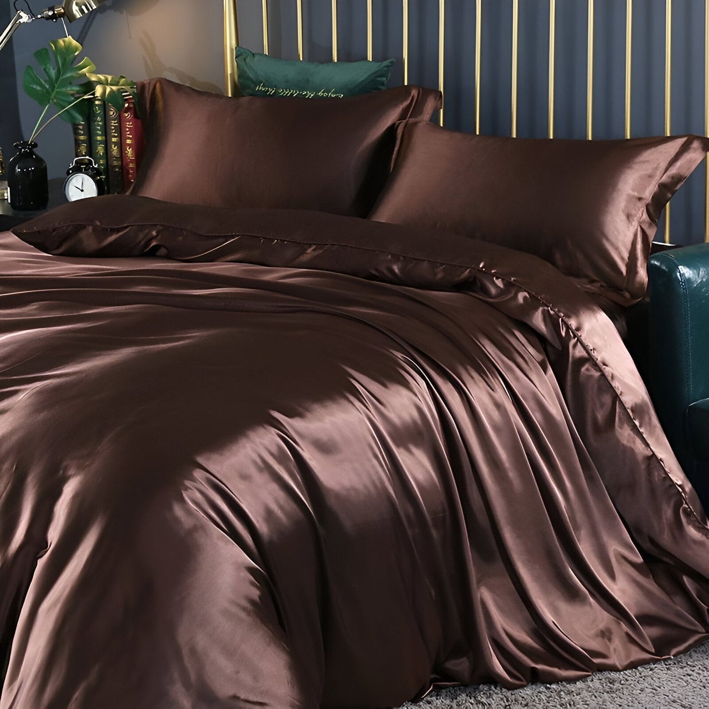 Beddengoedset Zijde 70% Mulberry 180gsm Paars Dekbedovertrek Hoeslaken Kussenslopen Luxe Slaapkamer Satijn Look